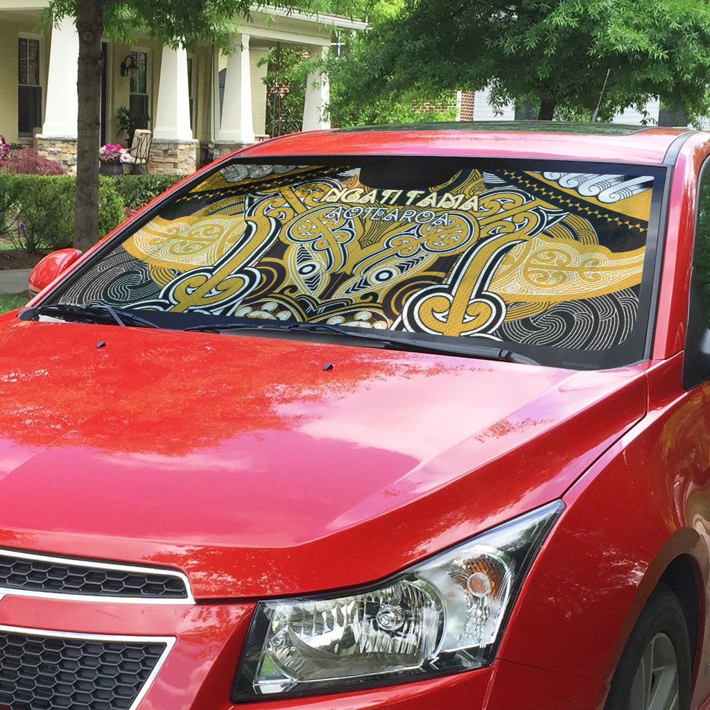 Aotearoa Iwi Ngati Tama Auto Sun Shade Maori Kowhaiwhai Pattern