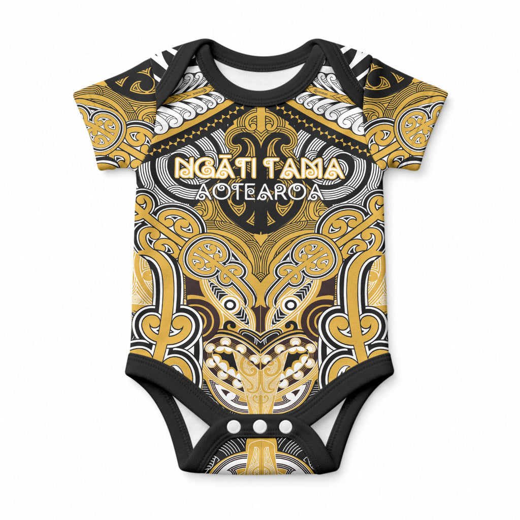 Aotearoa Iwi Ngati Tama Personalised Baby Onesie Maori Kowhaiwhai Pattern