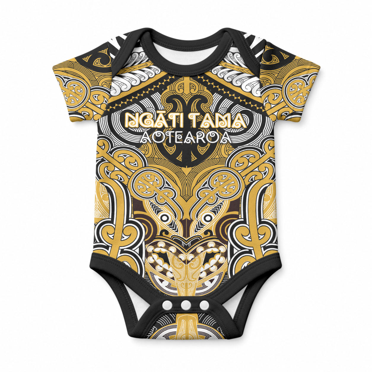 Aotearoa Iwi Ngati Tama Personalised Baby Onesie Maori Kowhaiwhai Pattern