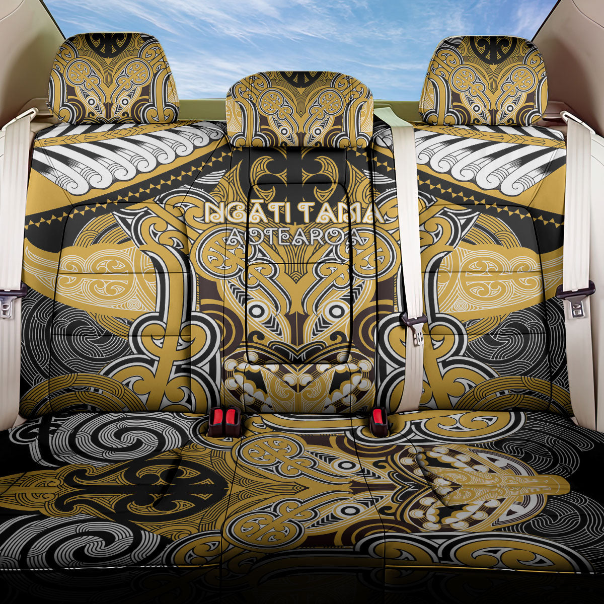 Aotearoa Iwi Ngati Tama Back Car Seat Cover Maori Kowhaiwhai Pattern