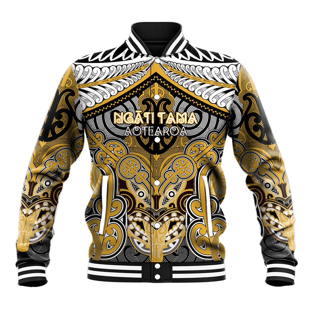 Aotearoa Iwi Ngati Tama Personalised Baseball Jacket Maori Kowhaiwhai Pattern