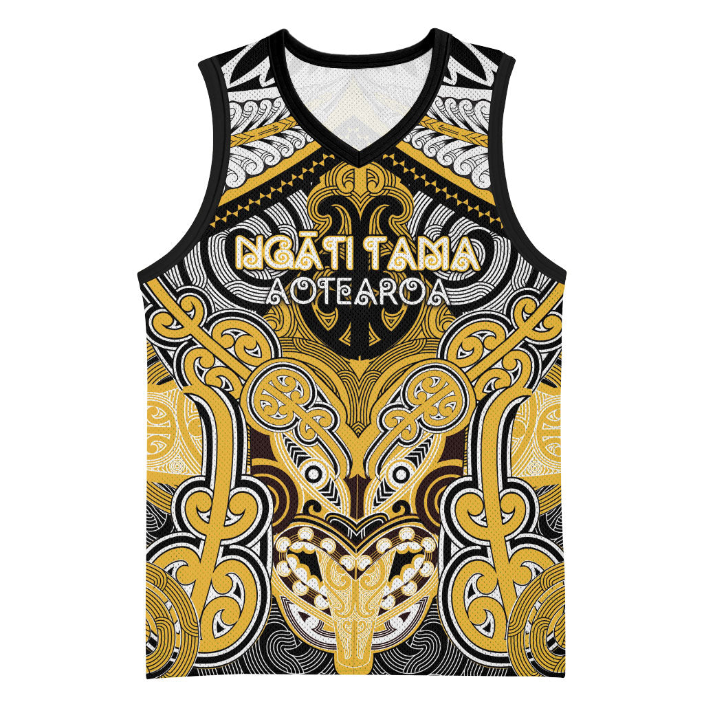 Aotearoa Iwi Ngati Tama Personalised Basketball Jersey Maori Kowhaiwhai Pattern