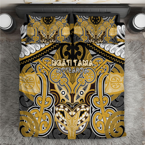 Aotearoa Iwi Ngati Tama Bedding Set Maori Kowhaiwhai Pattern