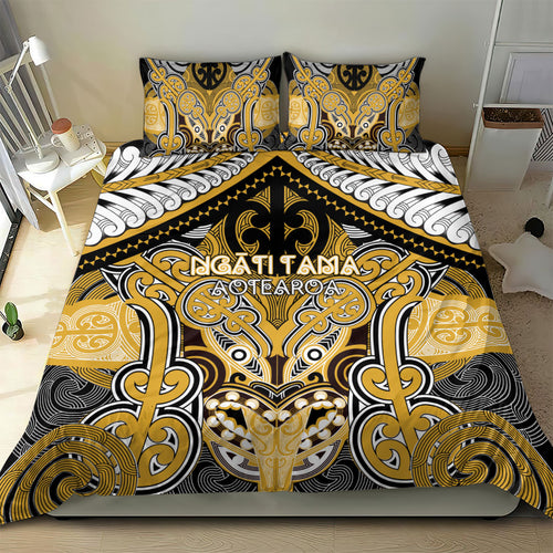 Aotearoa Iwi Ngati Tama Bedding Set Maori Kowhaiwhai Pattern