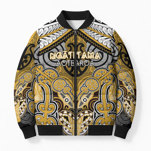 Aotearoa Iwi Ngati Tama Personalised Bomber Puffer Jacket Maori Kowhaiwhai Pattern