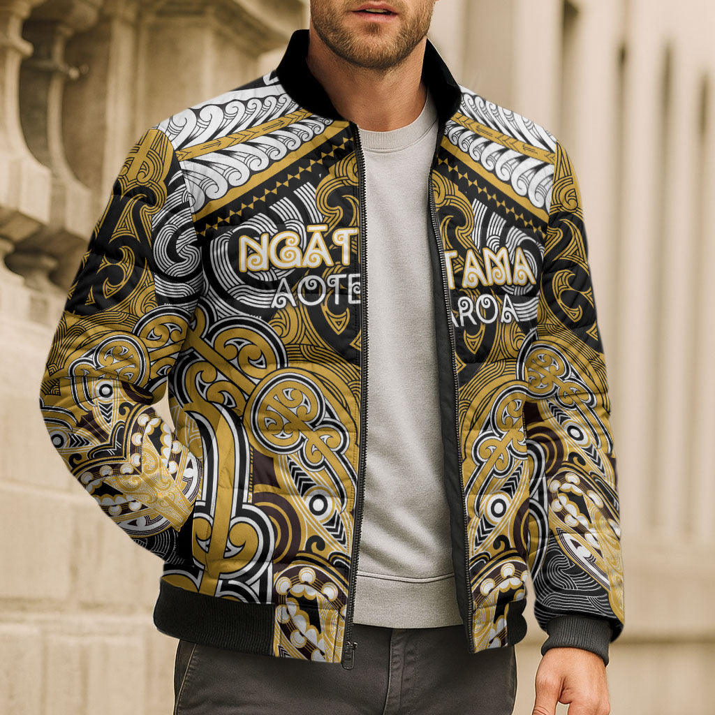 Aotearoa Iwi Ngati Tama Personalised Bomber Puffer Jacket Maori Kowhaiwhai Pattern