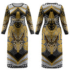 Aotearoa Iwi Ngati Tama Personalised Couples Matching Long Sleeve Bodycon Dress and Hawaiian Shirt Maori Kowhaiwhai Pattern