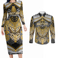 Aotearoa Iwi Ngati Tama Personalised Couples Matching Long Sleeve Bodycon Dress and Long Sleeve Button Shirt Maori Kowhaiwhai Pattern
