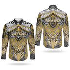 Aotearoa Iwi Ngati Tama Personalised Couples Matching Mermaid Dress and Long Sleeve Button Shirt Maori Kowhaiwhai Pattern