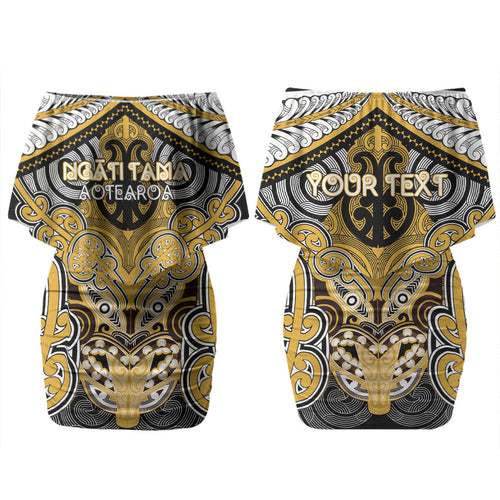 Aotearoa Iwi Ngati Tama Personalised Couples Matching Off Shoulder Short Dress and Hawaiian Shirt Maori Kowhaiwhai Pattern