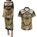 Aotearoa Iwi Ngati Tama Personalised Couples Matching Puletasi and Hawaiian Shirt Maori Kowhaiwhai Pattern