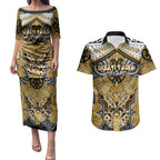 Aotearoa Iwi Ngati Tama Personalised Couples Matching Puletasi and Hawaiian Shirt Maori Kowhaiwhai Pattern
