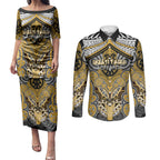 Aotearoa Iwi Ngati Tama Personalised Couples Matching Puletasi and Long Sleeve Button Shirt Maori Kowhaiwhai Pattern