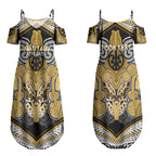 Aotearoa Iwi Ngati Tama Personalised Couples Matching Summer Maxi Dress and Long Sleeve Button Shirt Maori Kowhaiwhai Pattern