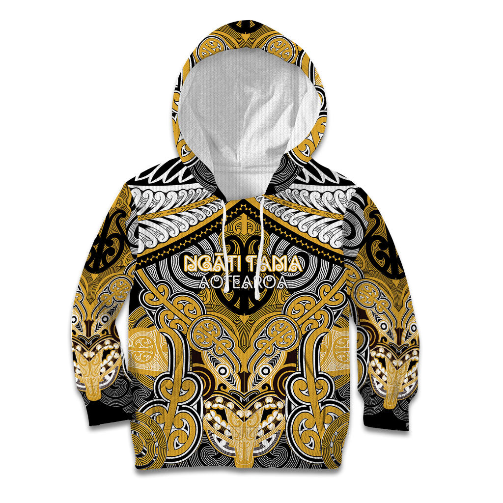 Aotearoa Iwi Ngati Tama Personalised Kid Hoodie Maori Kowhaiwhai Pattern