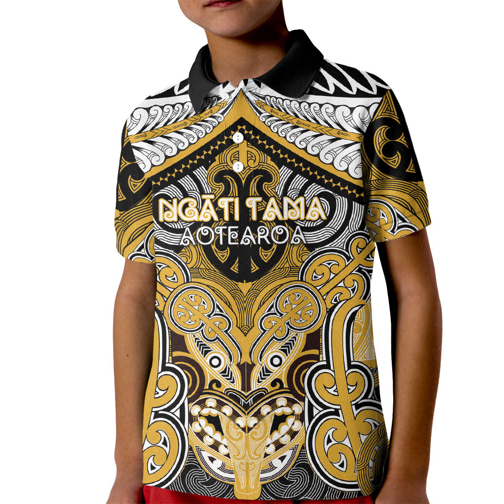 Aotearoa Iwi Ngati Tama Personalised Kid Polo Shirt Maori Kowhaiwhai Pattern