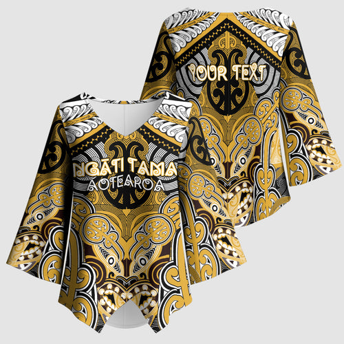 Aotearoa Iwi Ngati Tama Personalised Kimono Sleeve Blouse Maori Kowhaiwhai Pattern