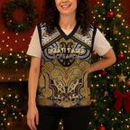 Aotearoa Iwi Ngati Tama Personalised Christmas Knitted V-Neck Vest Maori Kowhaiwhai Pattern