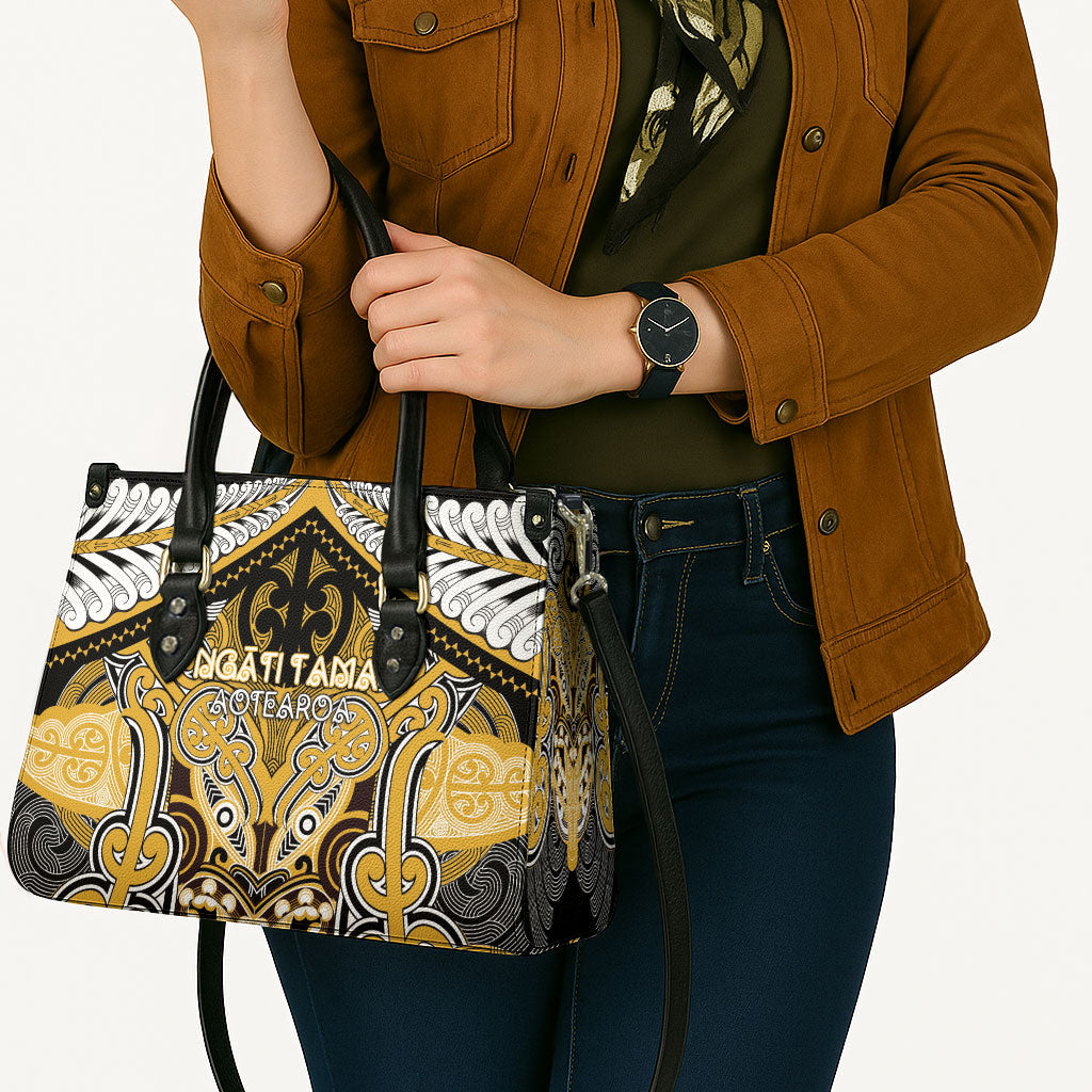 Aotearoa Iwi Ngati Tama Leather Bag Maori Kowhaiwhai Pattern