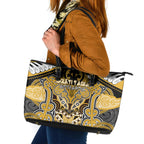 Aotearoa Iwi Ngati Tama Leather Tote Bag Maori Kowhaiwhai Pattern