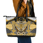 Aotearoa Iwi Ngati Tama Leather Tote Bag Maori Kowhaiwhai Pattern