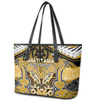 Aotearoa Iwi Ngati Tama Leather Tote Bag Maori Kowhaiwhai Pattern