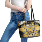 Aotearoa Iwi Ngati Tama Leather Tote Bag Maori Kowhaiwhai Pattern