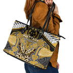 Aotearoa Iwi Ngati Tama Leather Tote Bag Maori Kowhaiwhai Pattern