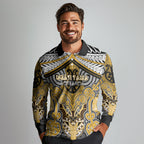 Aotearoa Iwi Ngati Tama Personalised Long Sleeve Polo Shirt Maori Kowhaiwhai Pattern