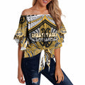 Aotearoa Iwi Ngati Tama Personalised Off Shoulder Wrap Waist Top Maori Kowhaiwhai Pattern