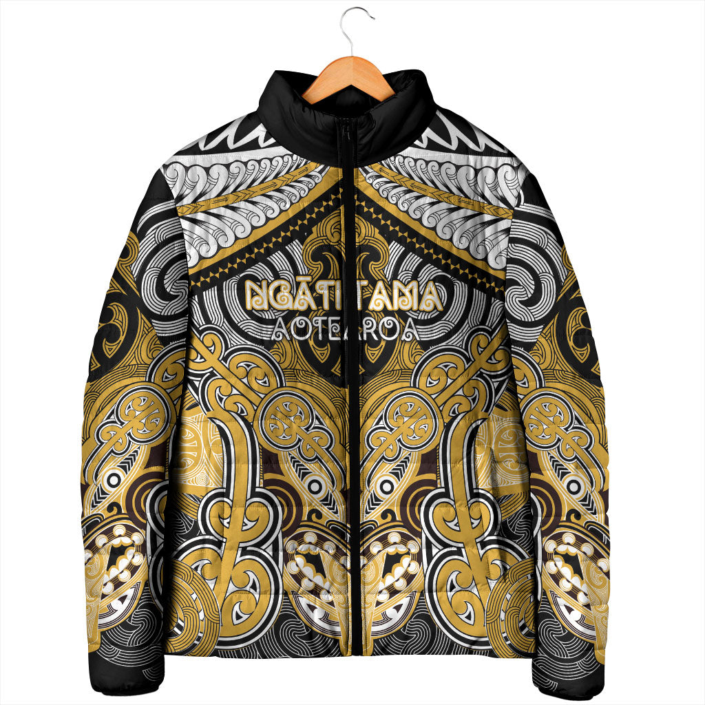 Aotearoa Iwi Ngati Tama Personalised Padded Jacket Maori Kowhaiwhai Pattern