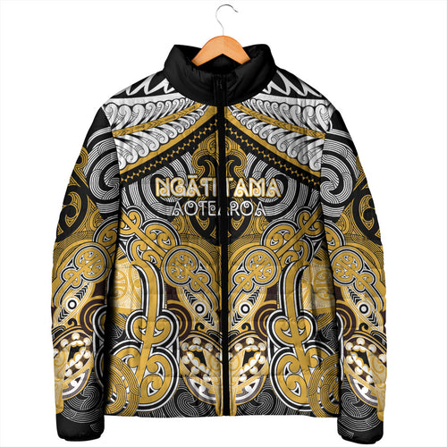 Aotearoa Iwi Ngati Tama Personalised Padded Jacket Maori Kowhaiwhai Pattern