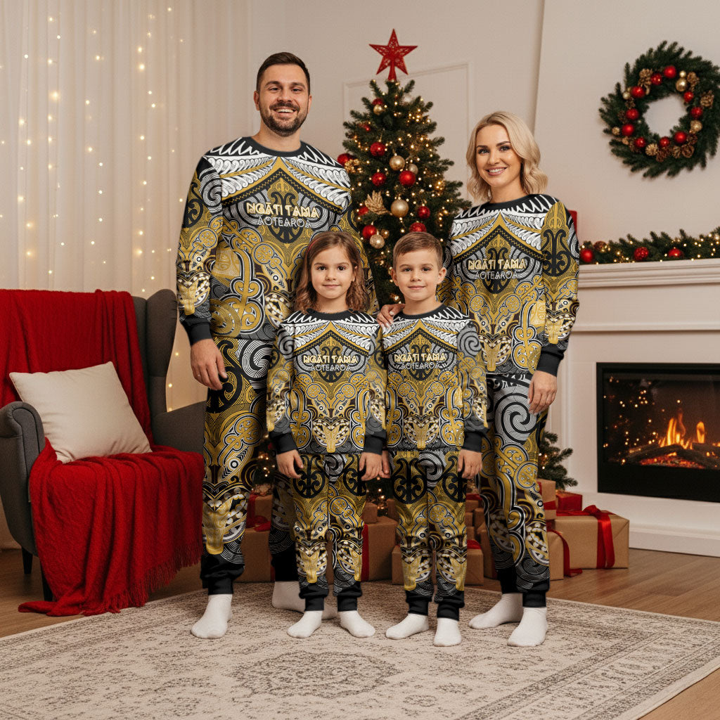 Aotearoa Iwi Ngati Tama Personalised Christmas Pajama Set Maori Kowhaiwhai Pattern