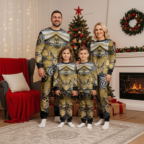 Aotearoa Iwi Ngati Tama Personalised Christmas Pajama Set Maori Kowhaiwhai Pattern