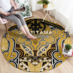 Aotearoa Iwi Ngati Tama Round Carpet Maori Kowhaiwhai Pattern