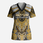 Aotearoa Iwi Ngati Tama Personalised Scrub Top Maori Kowhaiwhai Pattern
