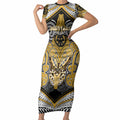 Aotearoa Iwi Ngati Tama Personalised Short Sleeve Bodycon Dress Maori Kowhaiwhai Pattern