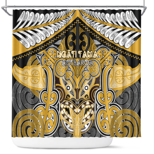 Aotearoa Iwi Ngati Tama Shower Curtain Maori Kowhaiwhai Pattern
