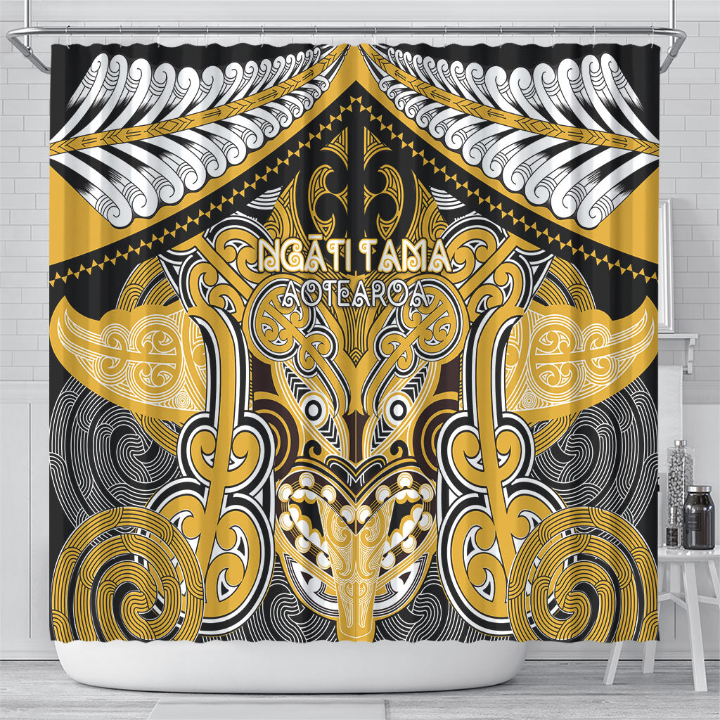 Aotearoa Iwi Ngati Tama Shower Curtain Maori Kowhaiwhai Pattern