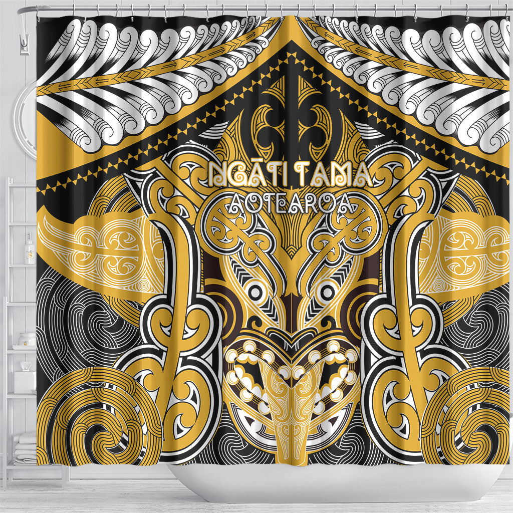 Aotearoa Iwi Ngati Tama Shower Curtain Maori Kowhaiwhai Pattern