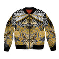 Aotearoa Iwi Ngati Tama Personalised Sleeve Zip Bomber Jacket Maori Kowhaiwhai Pattern