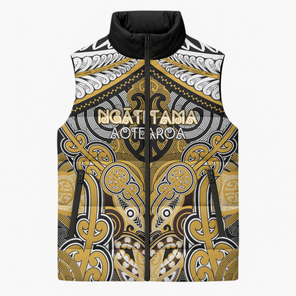 Aotearoa Iwi Ngati Tama Personalised Sleeveless Puffer Jacket Maori Kowhaiwhai Pattern
