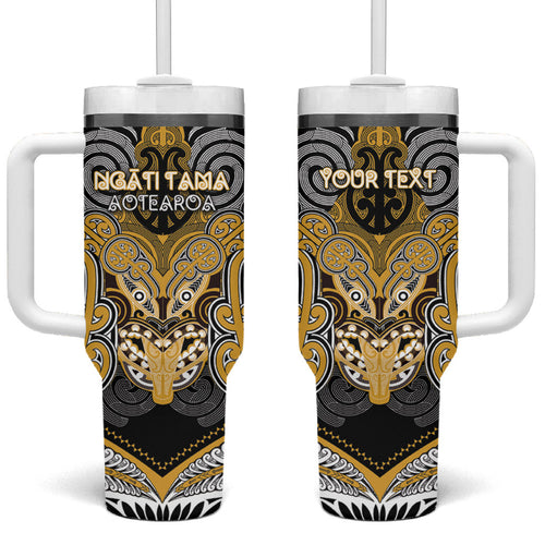 Aotearoa Iwi Ngati Tama Personalised Tumbler With Handle Maori Kowhaiwhai Pattern