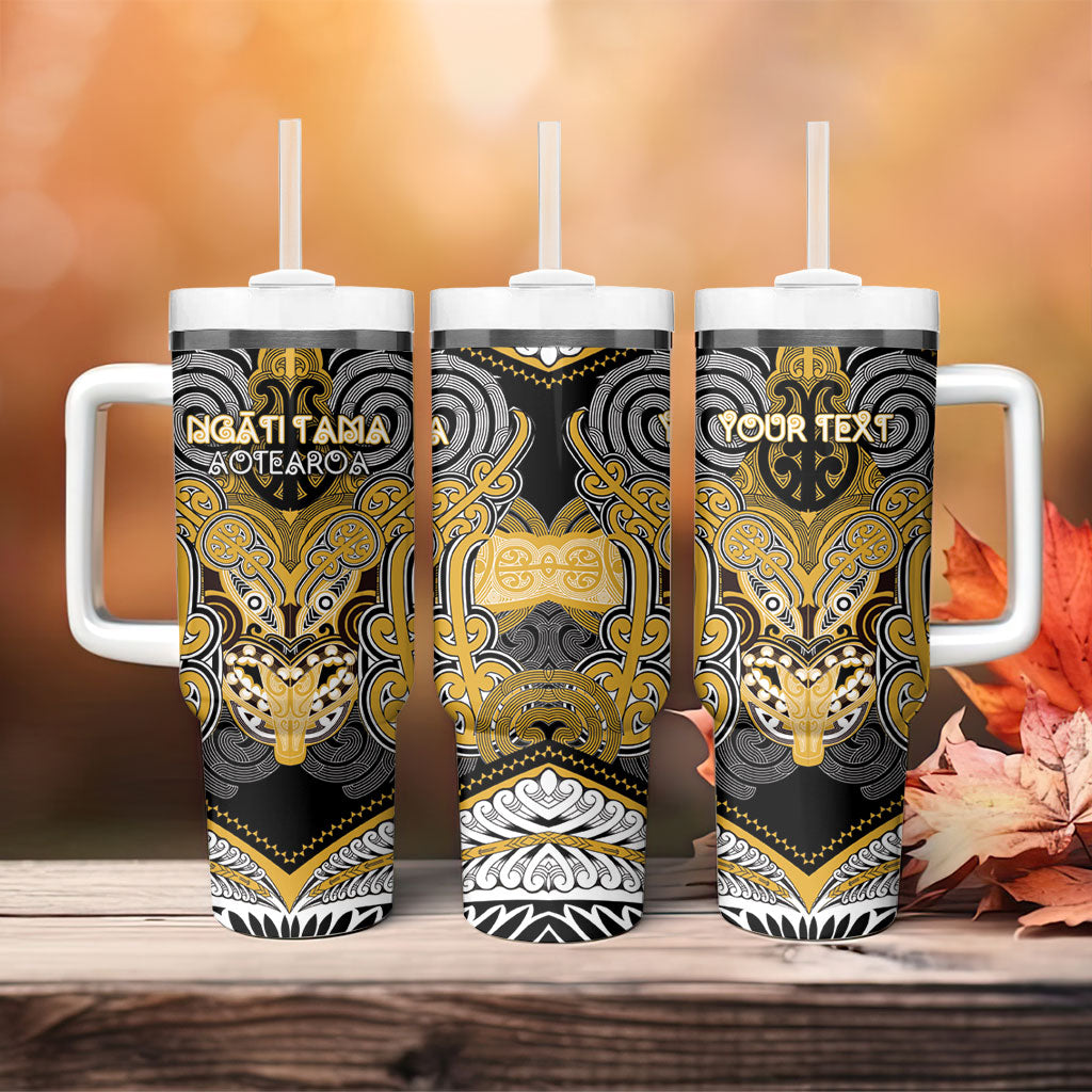 Aotearoa Iwi Ngati Tama Personalised Tumbler With Handle Maori Kowhaiwhai Pattern
