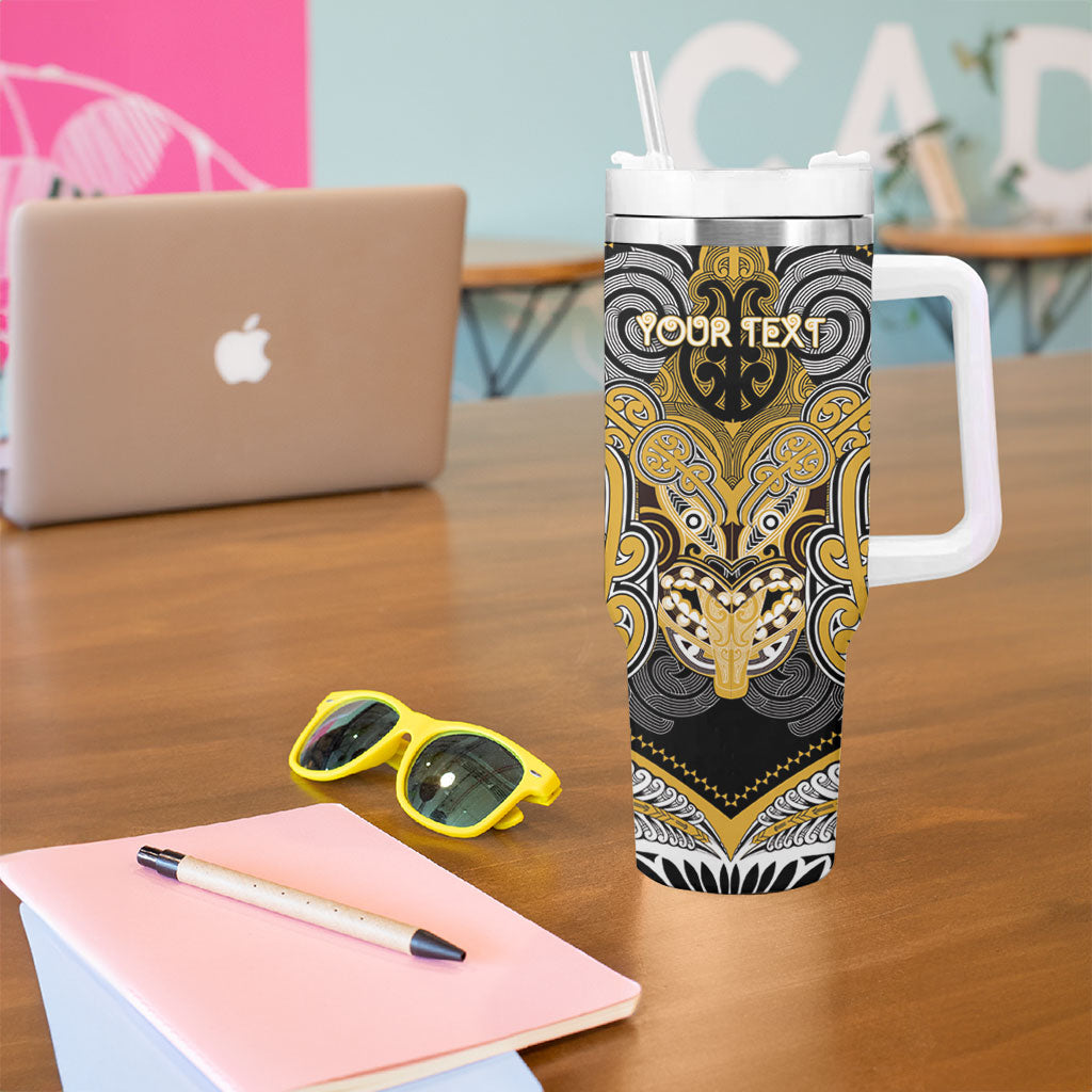 Aotearoa Iwi Ngati Tama Personalised Tumbler With Handle Maori Kowhaiwhai Pattern