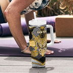 Aotearoa Iwi Ngati Tama Personalised Tumbler With Handle Maori Kowhaiwhai Pattern