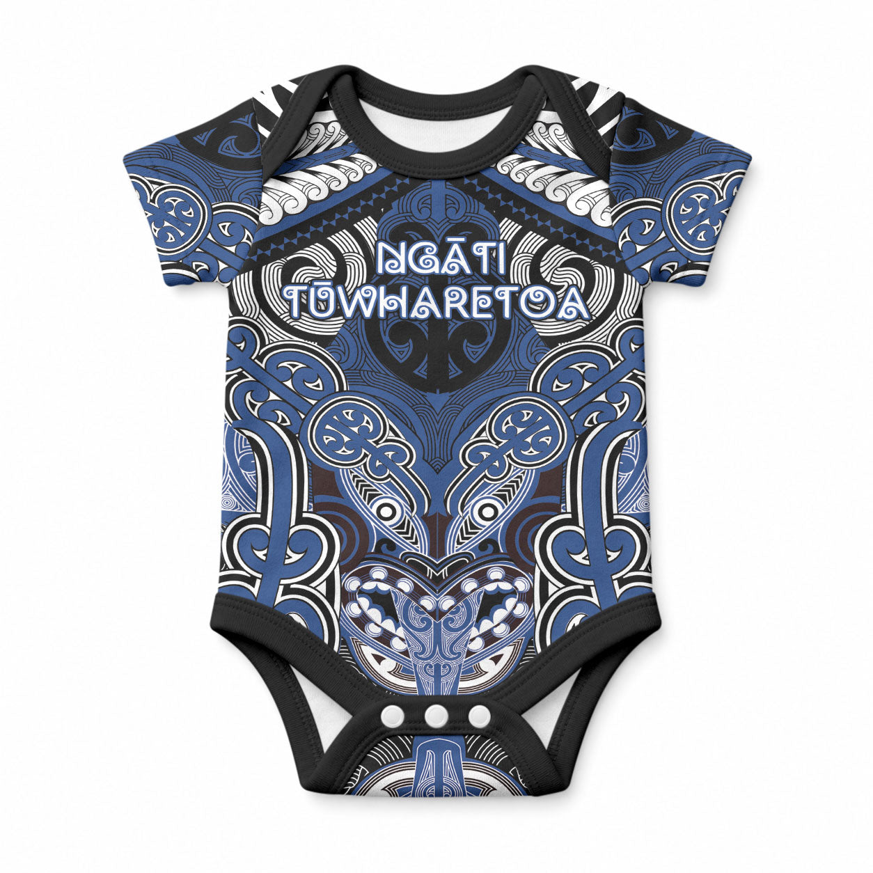 Aotearoa Iwi Ngati Tuwharetoa Personalised Baby Onesie Maori Kowhaiwhai Pattern