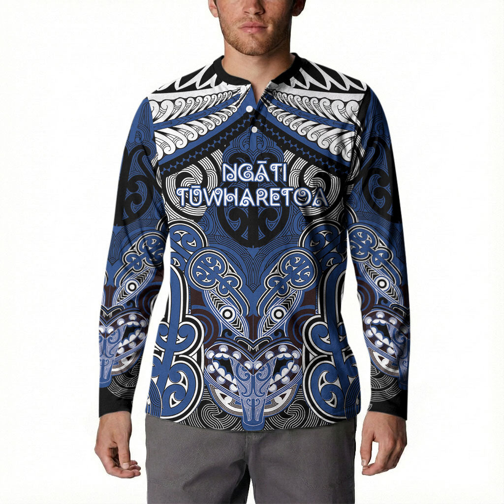Aotearoa Iwi Ngati Tuwharetoa Personalised Button Sweatshirt Maori Kowhaiwhai Pattern
