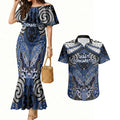 Aotearoa Iwi Ngati Tuwharetoa Personalised Couples Matching Mermaid Dress and Hawaiian Shirt Maori Kowhaiwhai Pattern