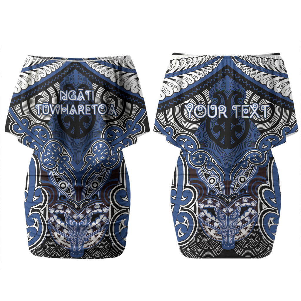 Aotearoa Iwi Ngati Tuwharetoa Personalised Couples Matching Off Shoulder Short Dress and Hawaiian Shirt Maori Kowhaiwhai Pattern